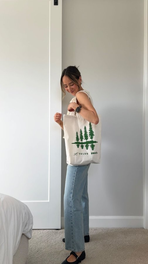 Instagram post by @vancitywild for TELUS. Caption reads: Built my whole outfit around this cute tote — and....