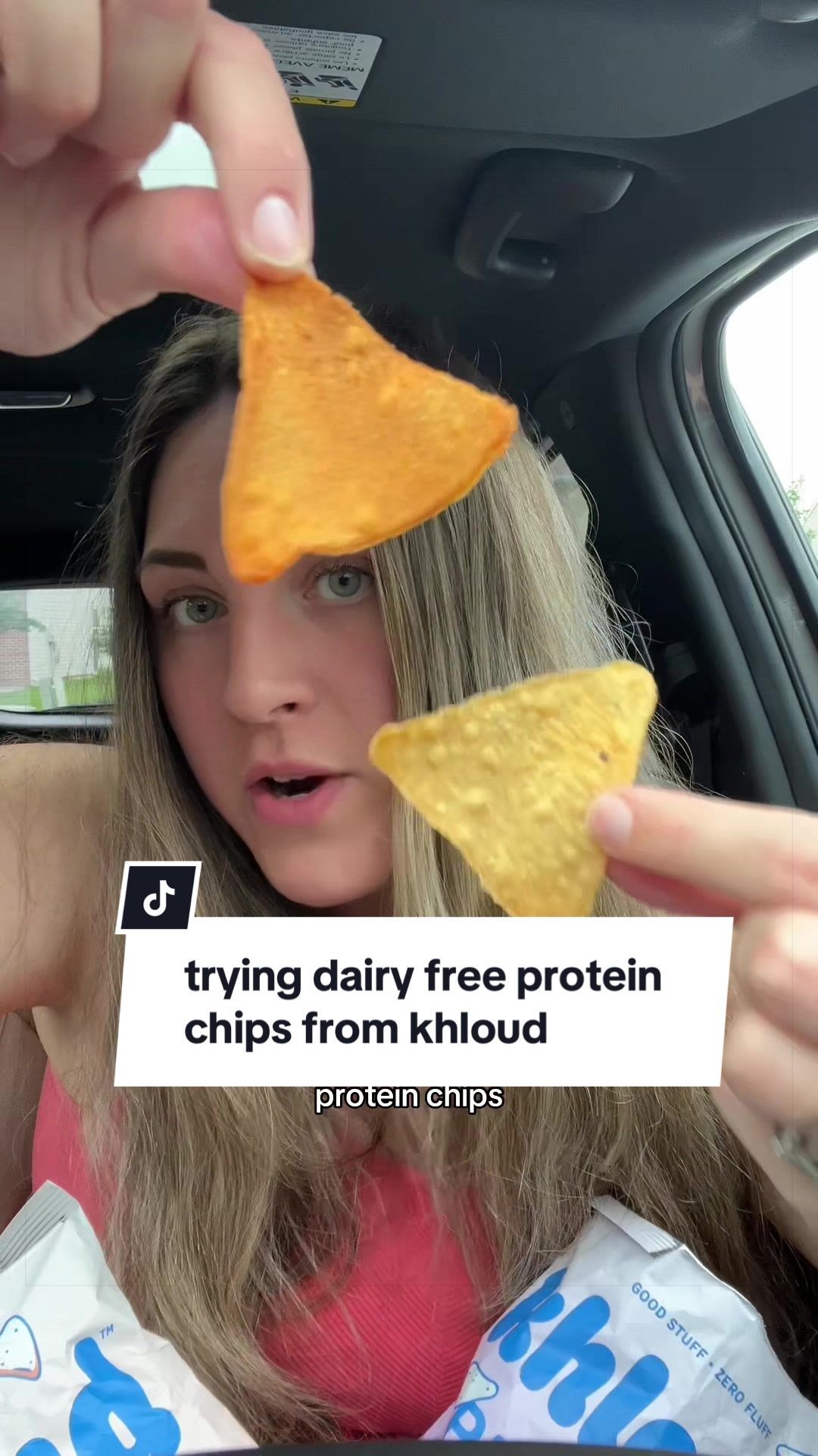 TikTok post by @chronicallyglutenfree for Khloud. Caption reads: [...] free and dairy free protein chips from....