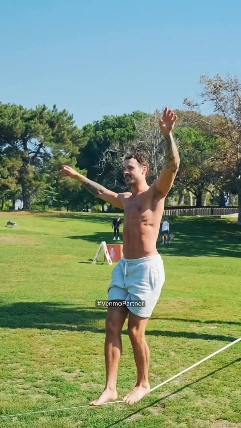 Instagram post by @dylanefron for Venmo. Caption reads: [...] be signs. Big, slackline-shaped ones. 👀....