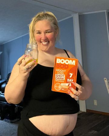 Instagram post by @mamajune for Boombod. Caption reads: #ad @boombod shots are back 🙌 Cravings are out....