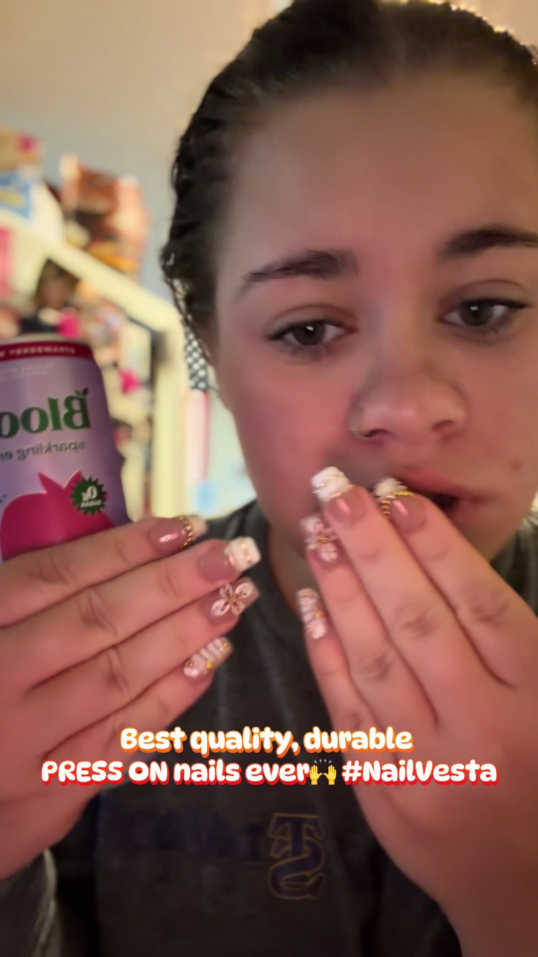 TikTok post by @mama.justinaa for Nailvesta. Caption reads: [...] I’ve ever tried!!!!! Go grab yours!....