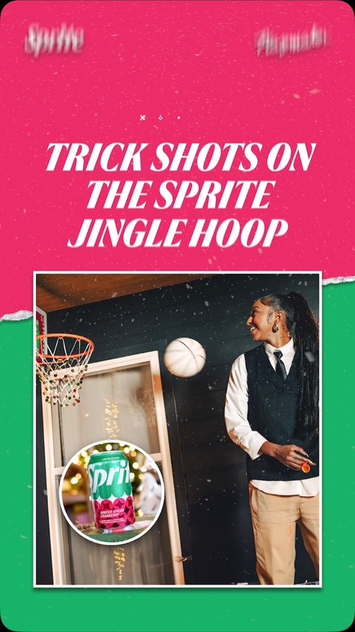 Instagram post by @didirich2 for Playmaker. Caption reads: Holiday trick shots? 🎄🏀 @sprite Winter Spiced....