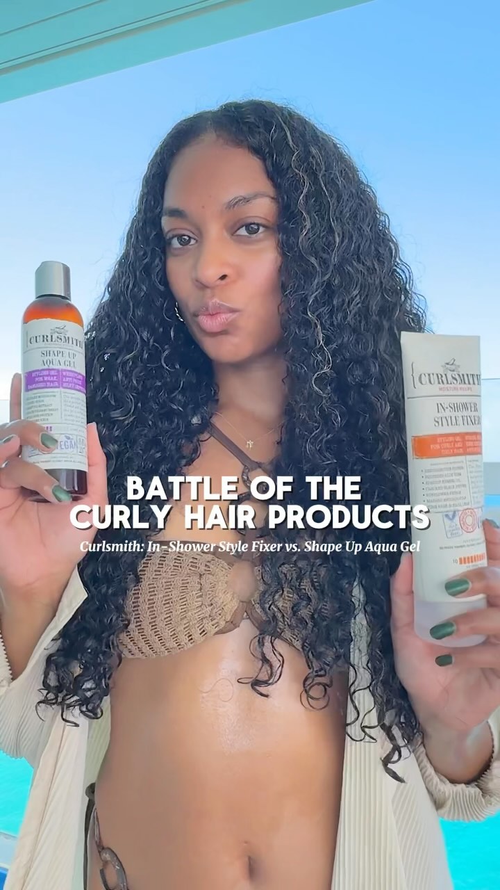 Instagram post by @cachebisasor for CURLSMITH. Caption reads: Battle of the Curly Hair Products: CurlSmith....