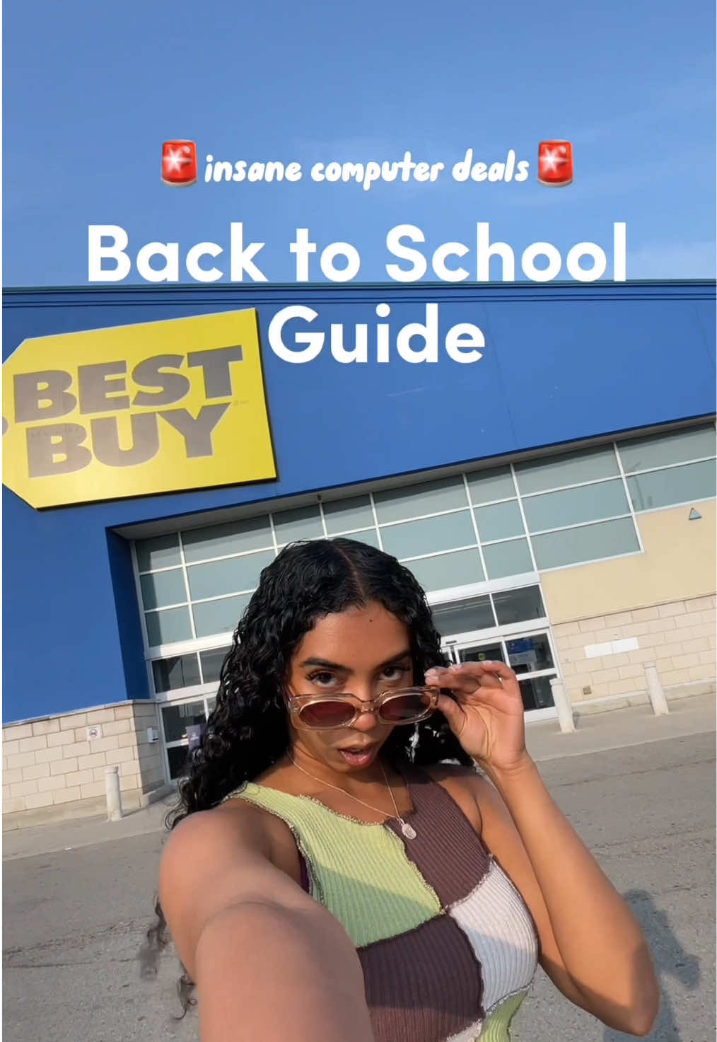 TikTok post by @browngirlthriving for Best Buy. Caption reads: Link in bio to find out the best Back To School....
