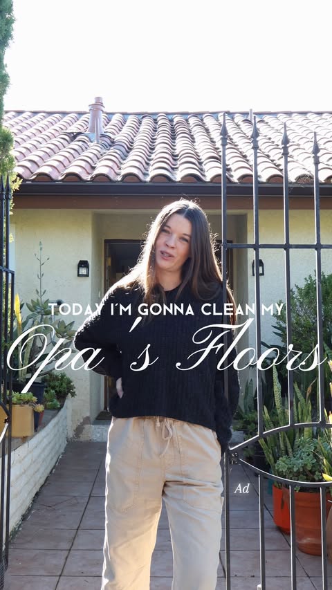 Instagram post by @sarahellenrandall for BISSELL. Caption reads: #ad Cleaning my Opa’s floors with @BISSELLclean ‘s....