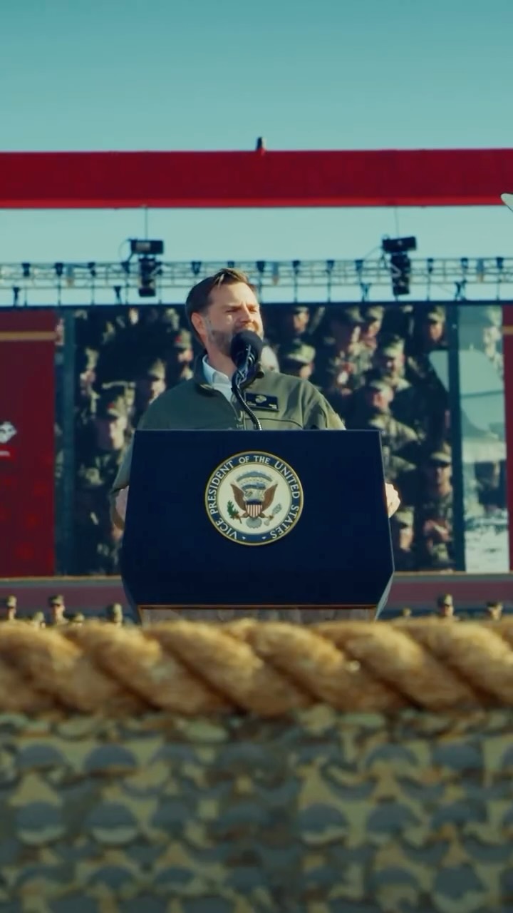 Instagram post by @secwar for Marines. Caption reads: Vice President Vance to Marines at the 250th USMC....