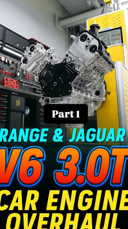 Instagram post by @justfixityt for Land Rover. Caption reads: Part 1: Range Rover 3.0T Engine Overhaul | From....