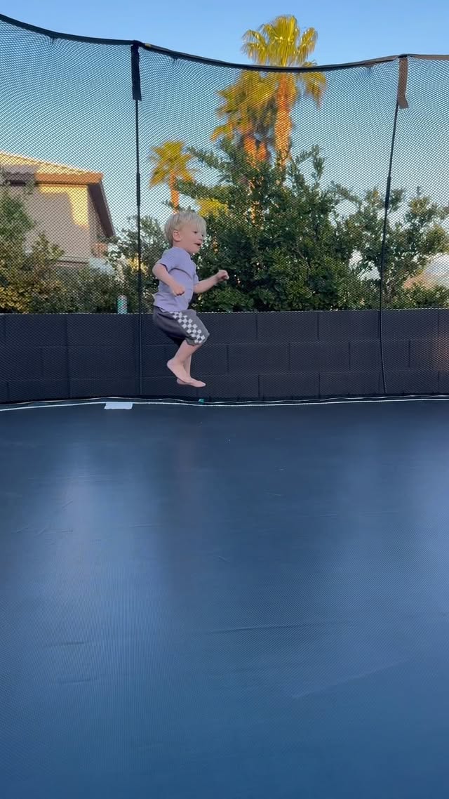 Instagram post by @erisa_laska for Springfree Trampoline. Caption reads: [...] you will find us all day long 😄....