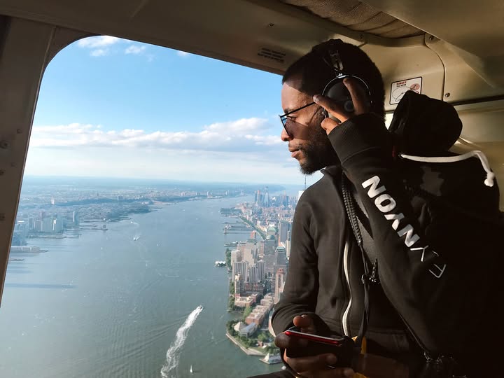 Instagram post by @thecharlesdiariesoff for LUMIX. Caption reads: [...] 🗽🚁✨ #FlyNyon #TheCharlesDiaries....