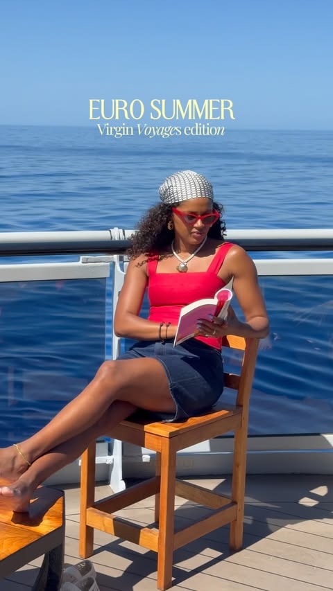 Instagram post by @eiryn.her for Virgin Voyages. Caption reads: [...] even longer travel wishlist 🤭 #ad....