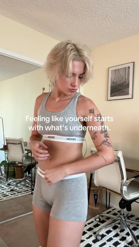 Instagram post by @thenameskez for Woxer Underwear. Caption reads: Summer maxxing with my new favorite @woxer set....