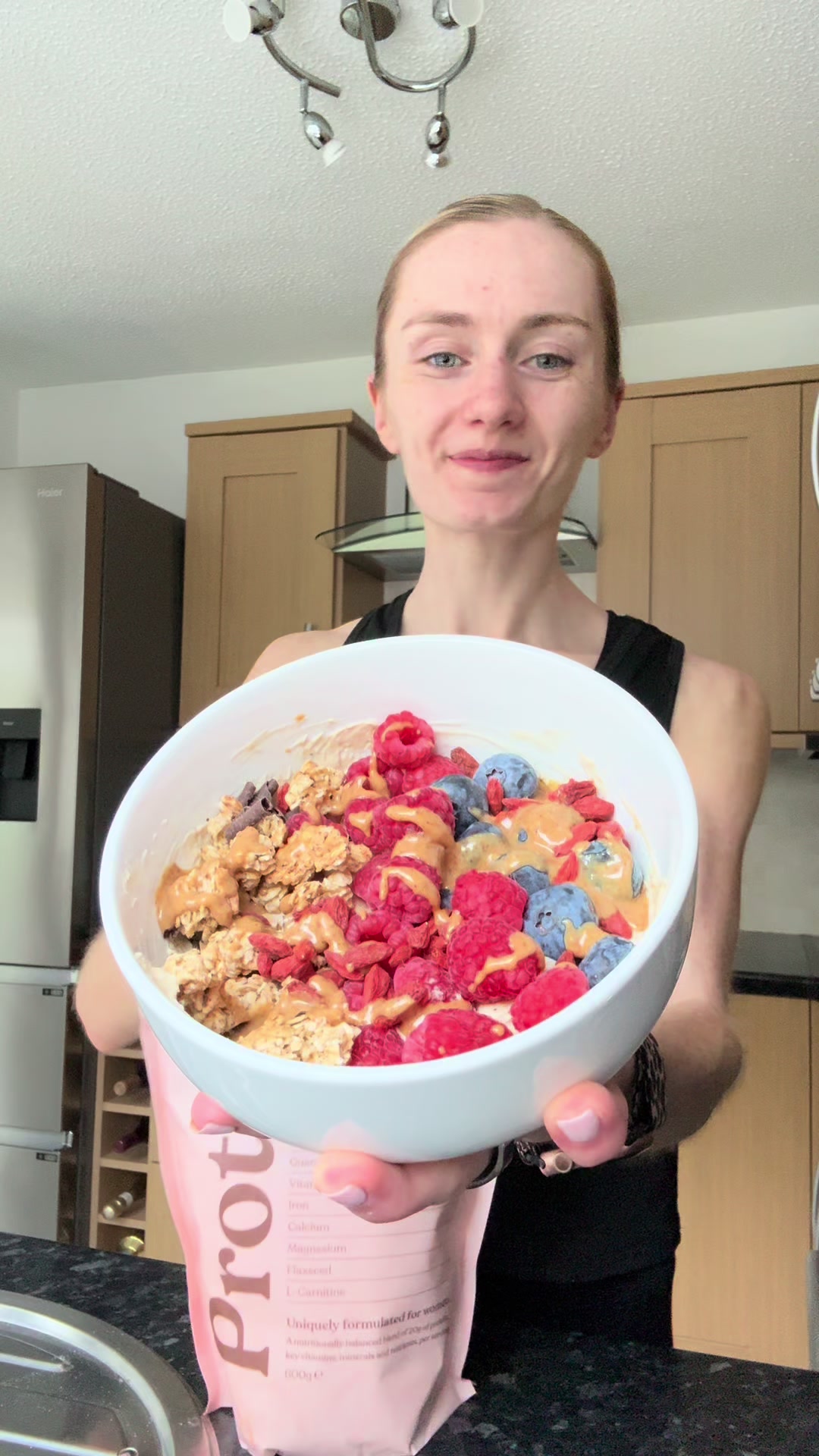 TikTok post by @laur4davidson1 for Free Soul. Caption reads: AD | make a high protein yoghurt bowl with me!!....