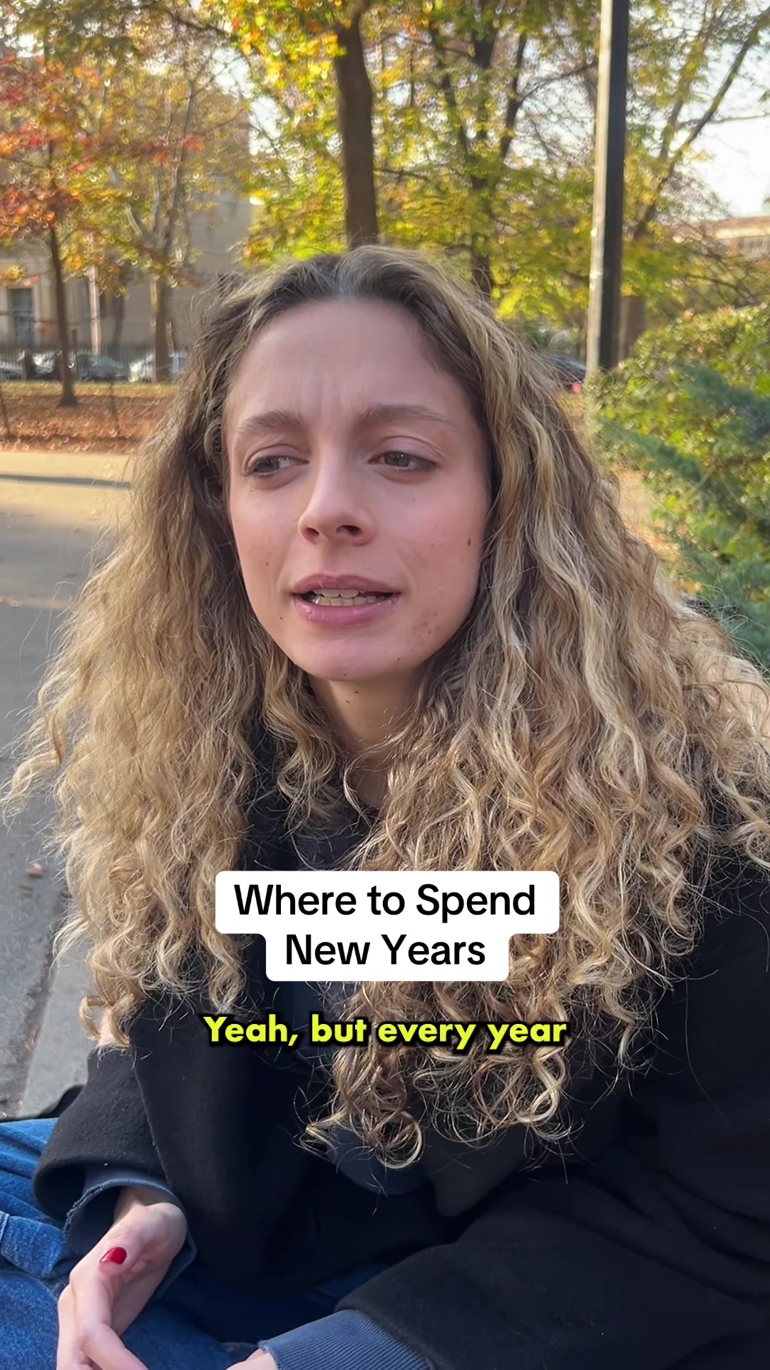 TikTok post by @julia.dicesare for KAYAK. Caption reads: [...] to spend New Years with my parents @KAYAK....