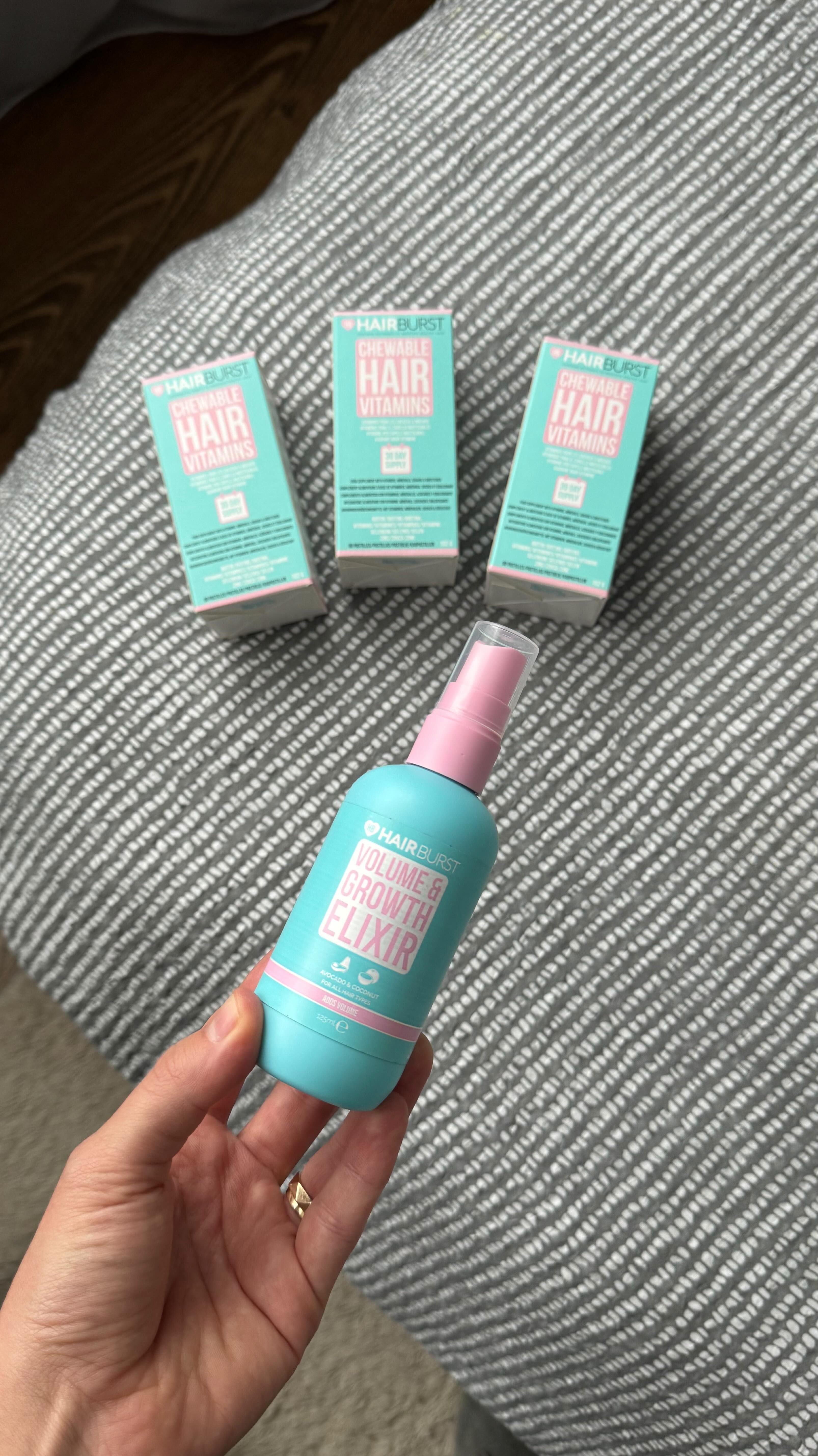 Instagram post by @a.linanicoleta for Hairburst. Caption reads: [...] codul de 20% reducere la @hairburst_romania....