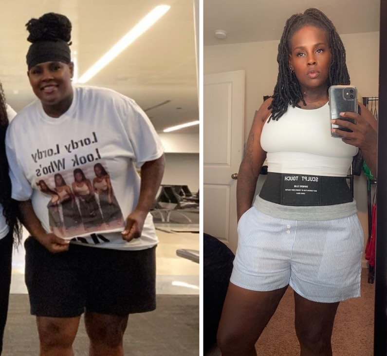 Instagram post by @streetpoet_1125 for Sculpt Touch. Caption reads: August 2024 vs August 2025 Transformation 

This....