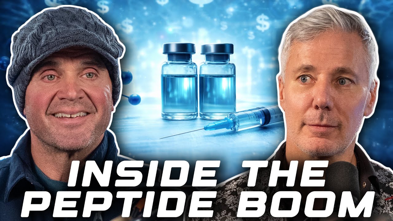 YouTube post by @MarkBellsPowerProject for GoodLife Proteins. Caption reads: Peptides, Metabolism & the New Age of Biohacking....