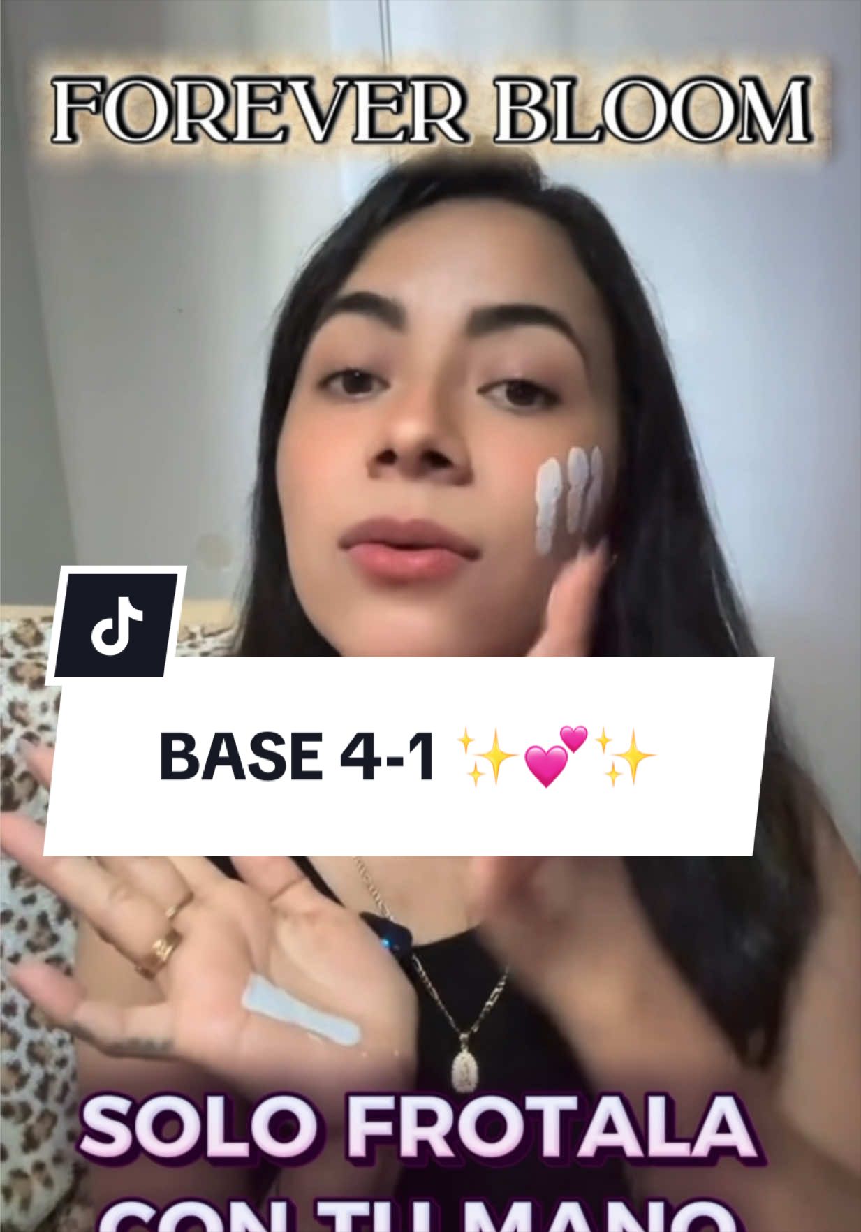 TikTok post by @elii0415 for Forever Bloom. Caption reads: BASE 4-1 ✨💕 @Forever Bloom Skincare #skin....