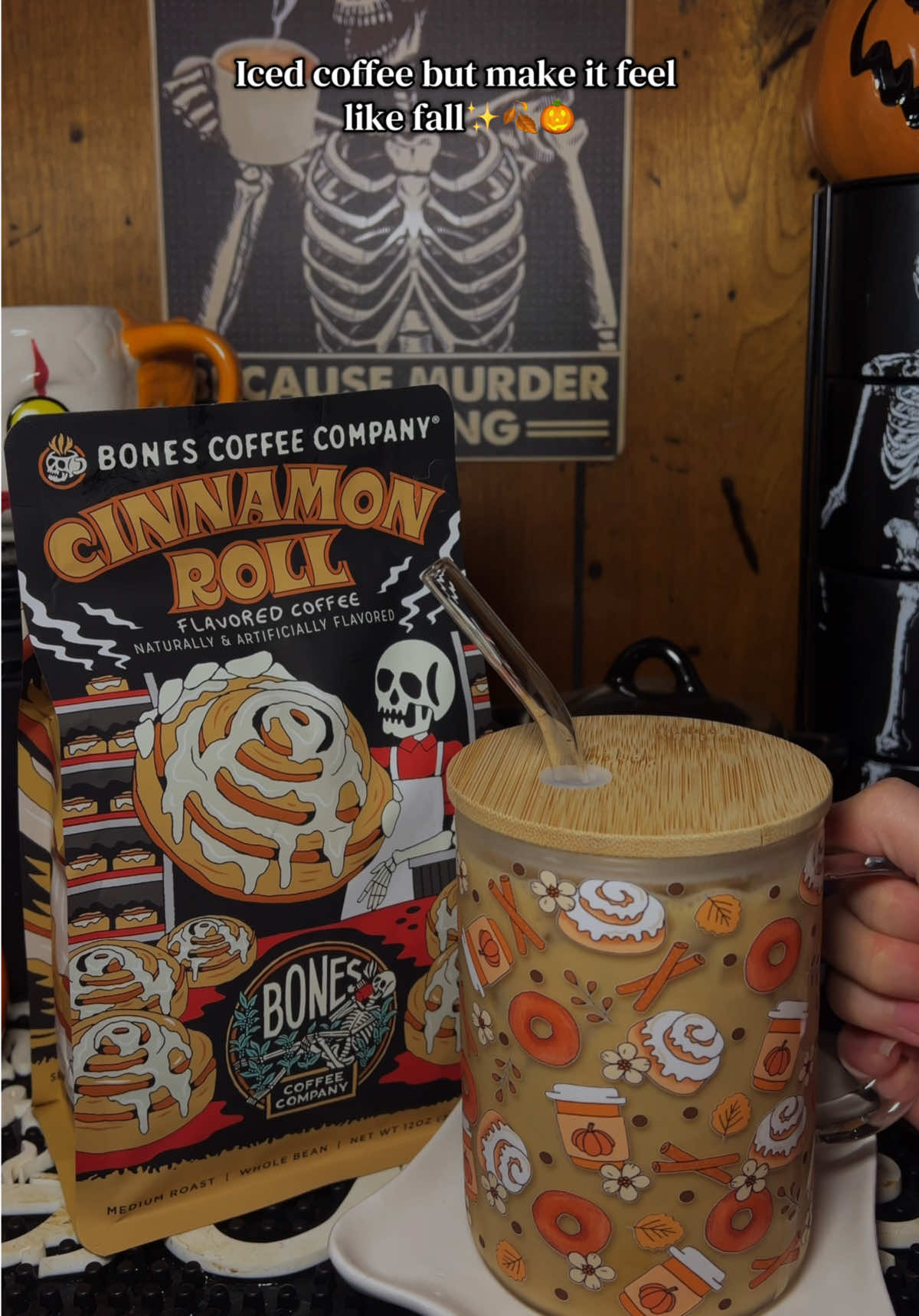 TikTok post by @saramarleyy for Bones Coffee Company. Caption reads: [...] my other favorite flavors asap. @Bones....