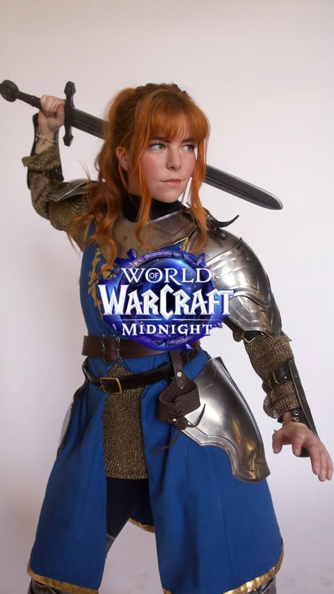 Instagram post by @honeyswordcosplay for Blizzard Entertainment. Caption reads: Was anyone surprised that I chose to be a paladin?....