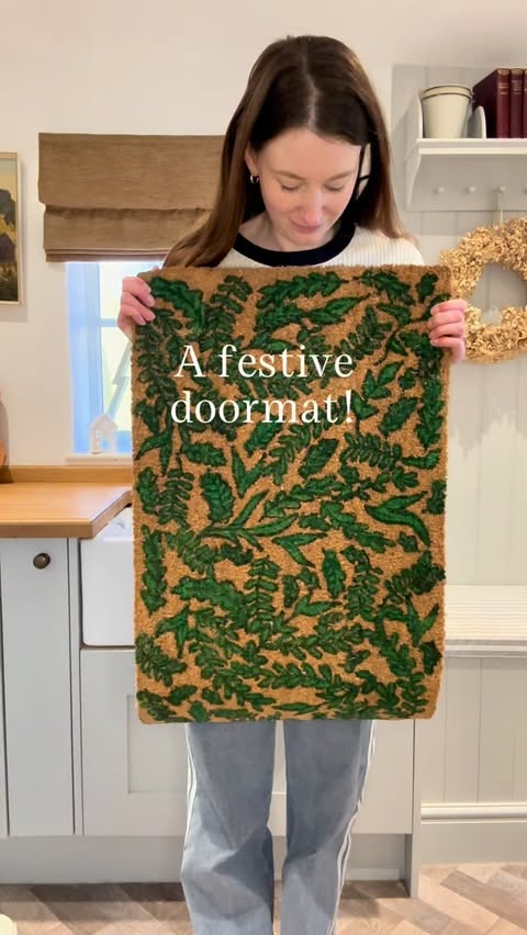 Instagram post by @thebarnrenovation for Kukoon Rugs. Caption reads: adIf festive spirit were a mat, it would be this....