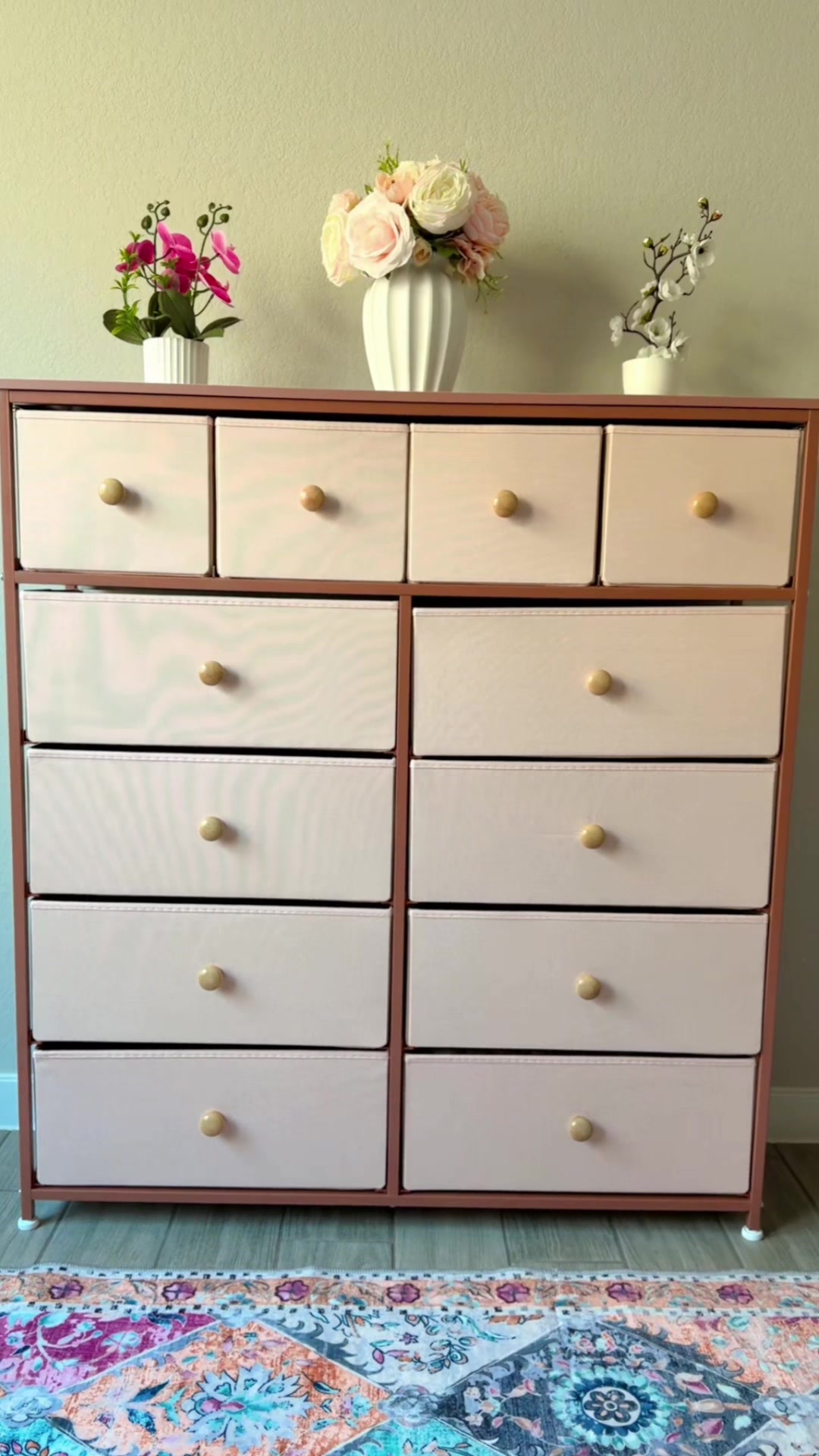 TikTok post by @meetrab1 for Raybee Furniture. Caption reads: RaybeeFurniture 12 Tall Drawer Dresser for Bedroom....