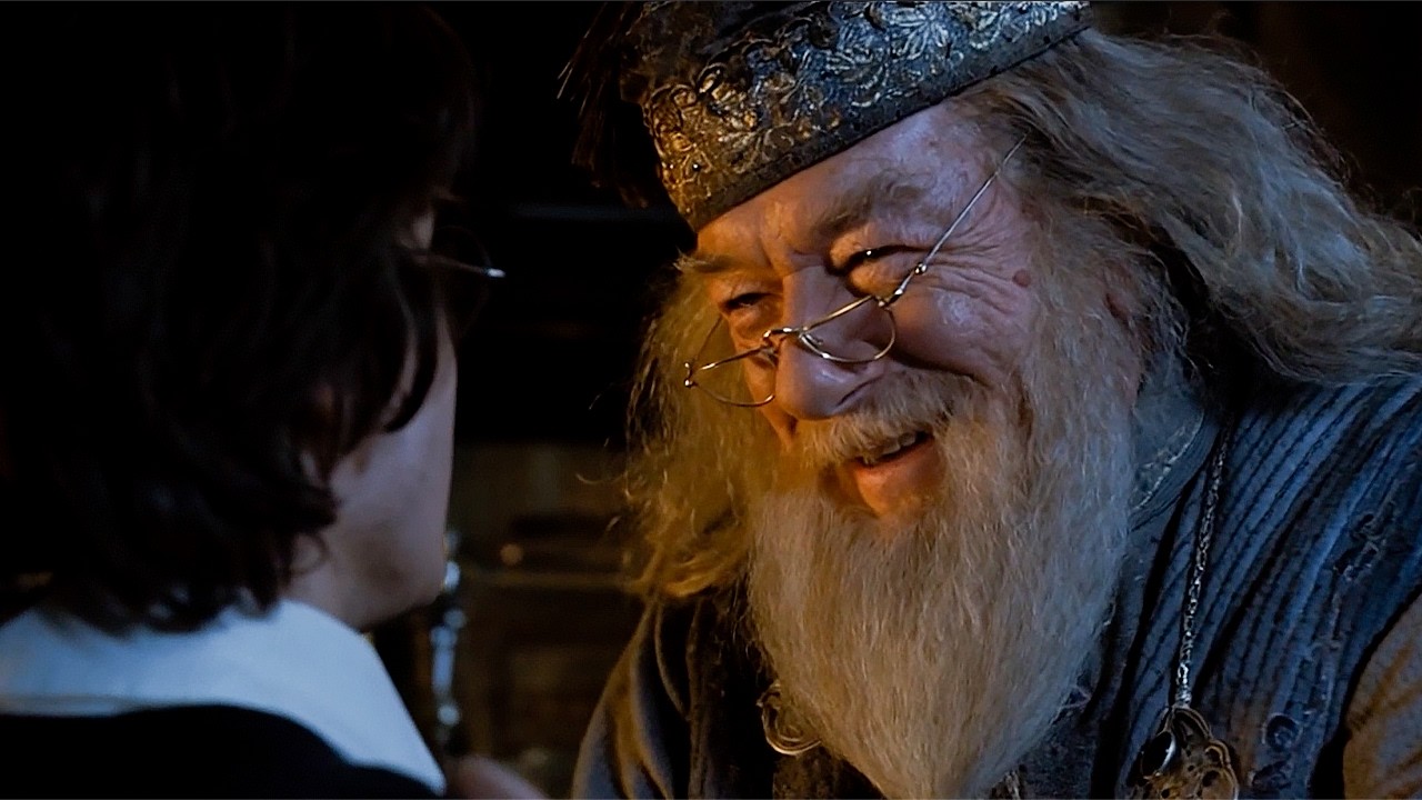 YouTube post by @-Alfox- for ElevenLabs. Caption reads: Dumbledore Actually Asks Calmly.