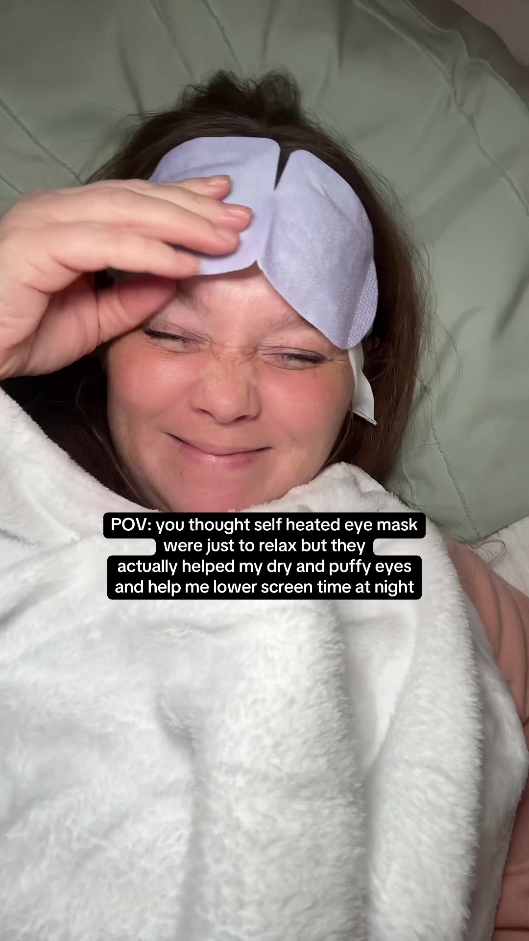 TikTok post by @hope_collective for CorneaCare. Caption reads: [...] eye mask. Self care game is strong 😚....