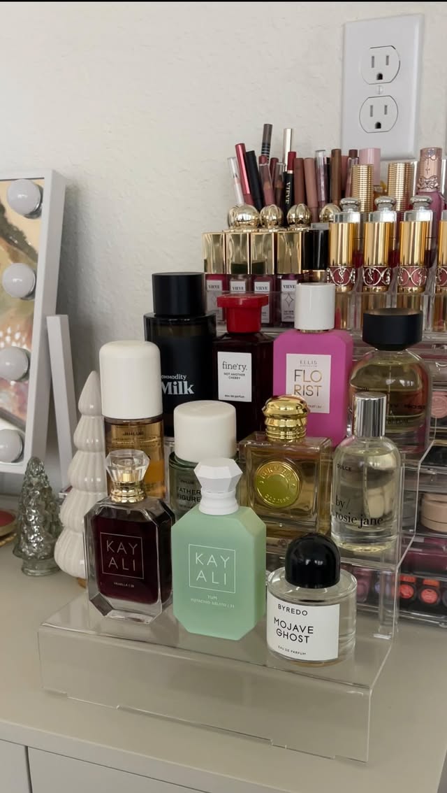 Instagram post by @coffee.and.concealers for By Rosie Jane. Caption reads: Favorite fragrances of 2023 🥂🎀🍨🌸 I definitely....