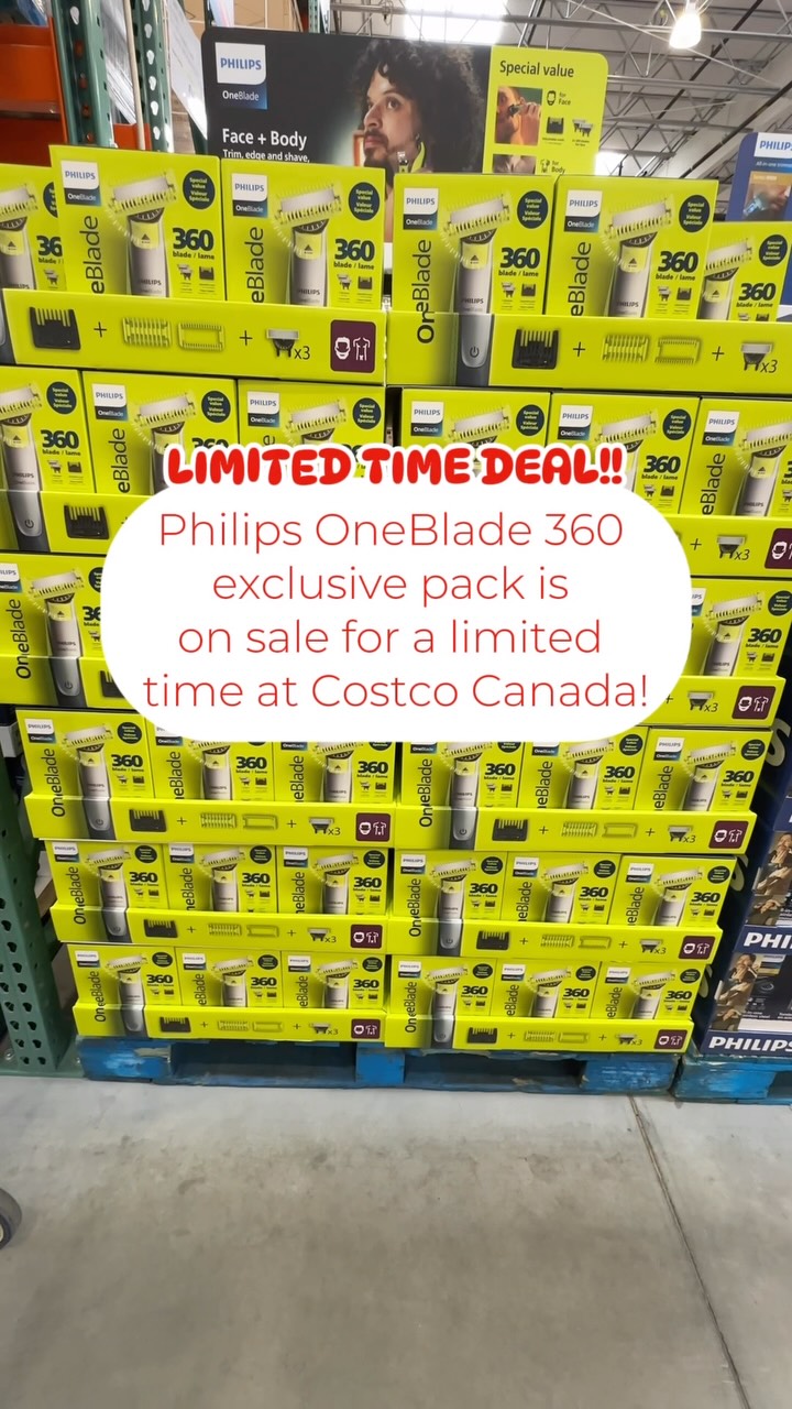 Instagram post by @costcofindscanada for Philips. Caption reads: Philips OneBlade 360 exclusive pack is on sale for....