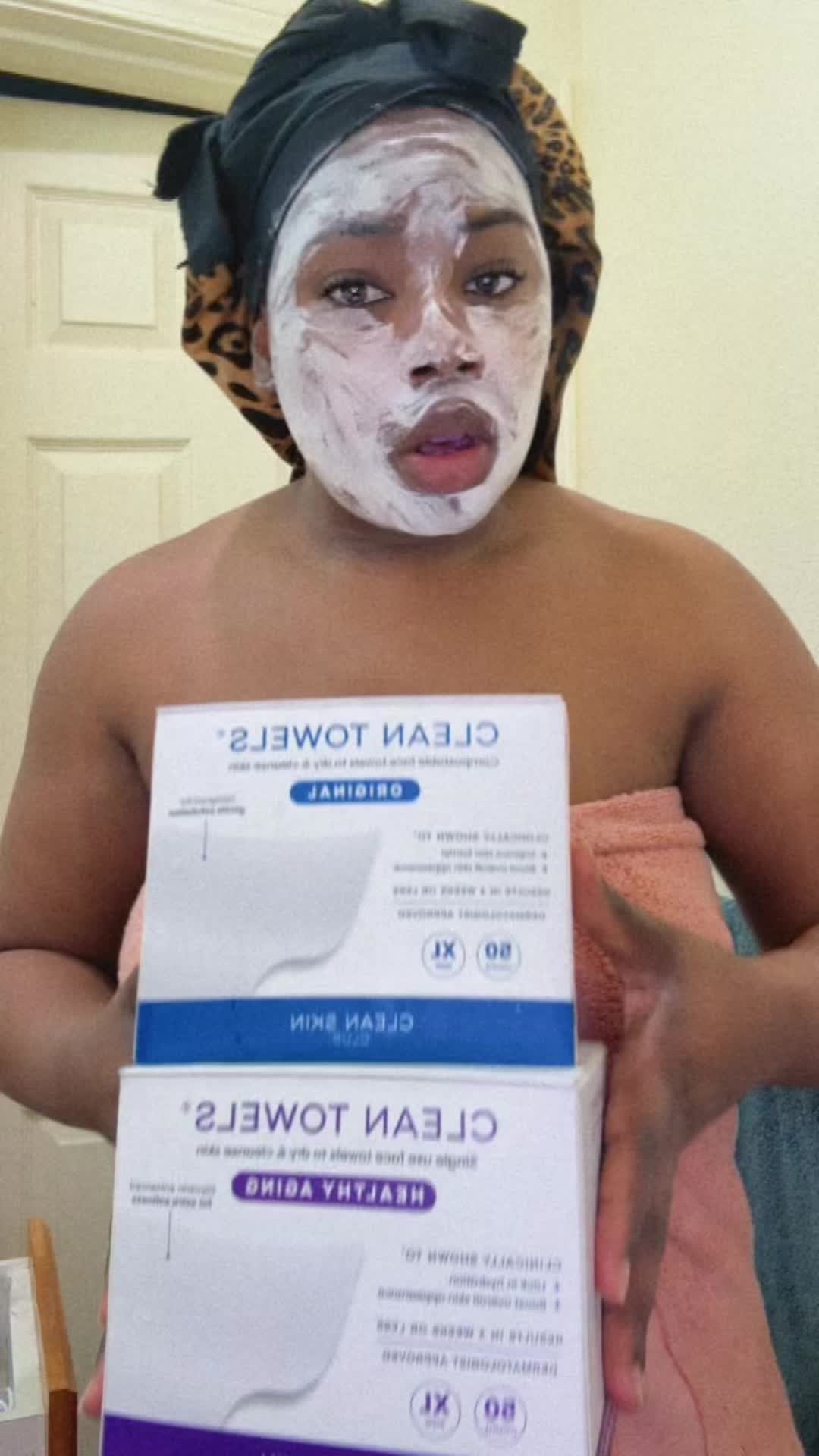 TikTok post by @juiccylipsnae for Clean Skin Club. Caption reads: Can’t do skin care routine with the @Clean Skin....