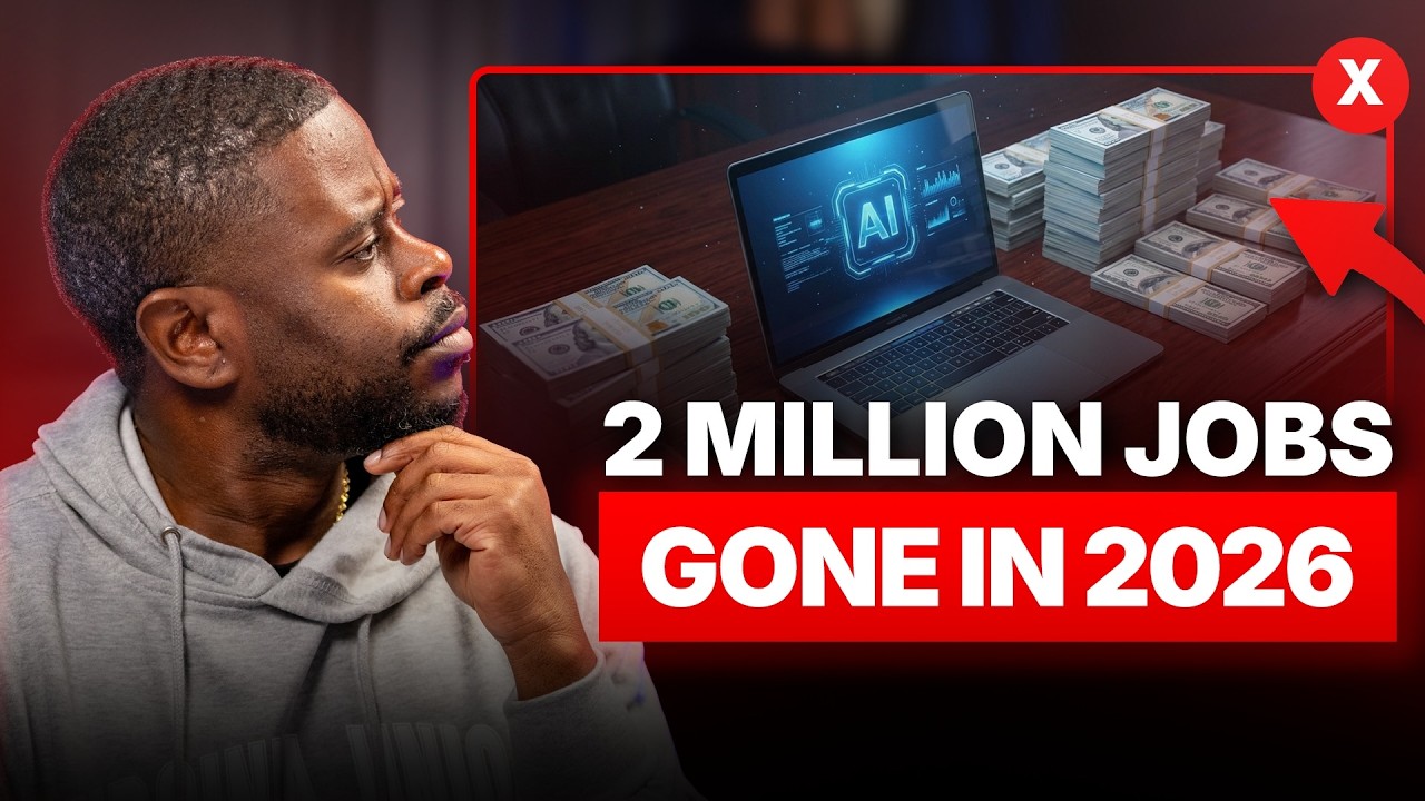 YouTube post by @anthonyoneal for Moomoo. Caption reads: 2 Million Jobs Will Disappear in 2026—But THIS....