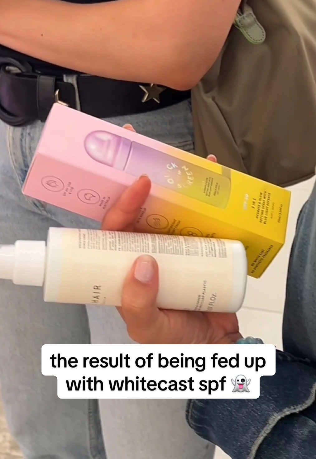 TikTok post by @irisjadesmit for Adore Beauty. Caption reads: Remember when brands used to expect us to re-apply....