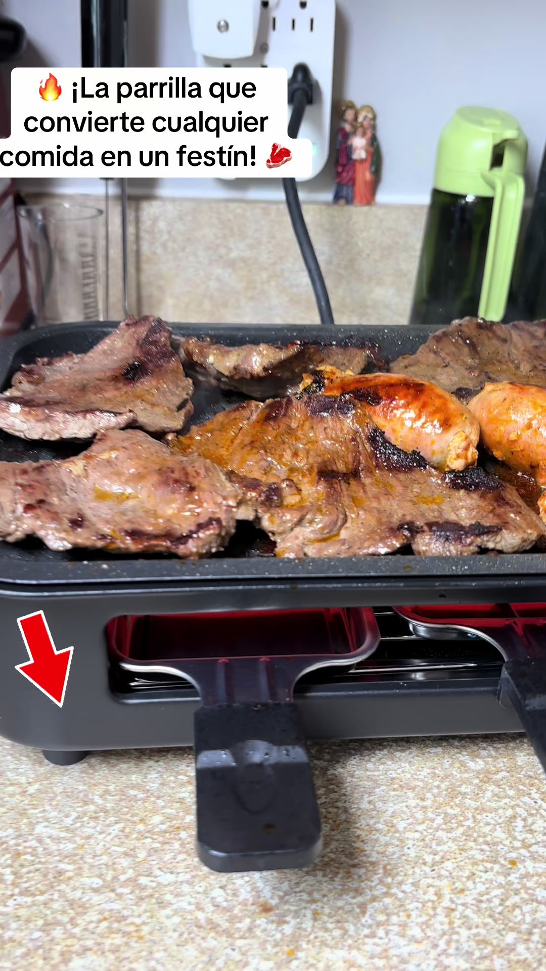 TikTok post by @elizabethayala504 for SUSTEAS. Caption reads: [...] #carneasada #parrillaelectrica@SUSTEAS US.
