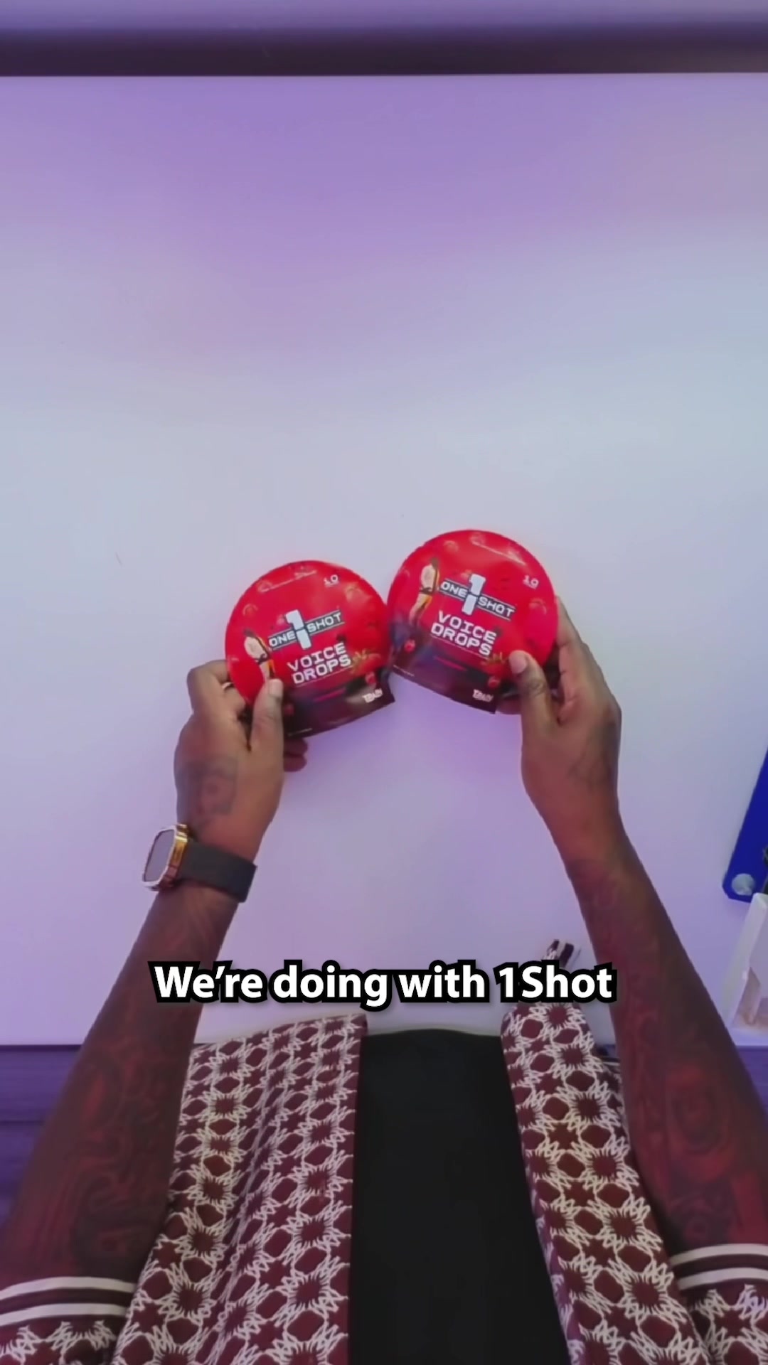 TikTok post by @tpain for 1 Shot Energy. Caption reads: Want to know how I care for my voice after my....