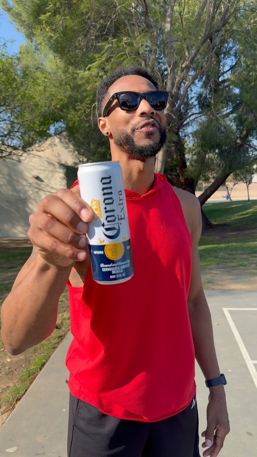 Instagram post by @everybody_hatechriss for Corona USA. Caption reads: I nailed mine, now let’s see yours! Post your....