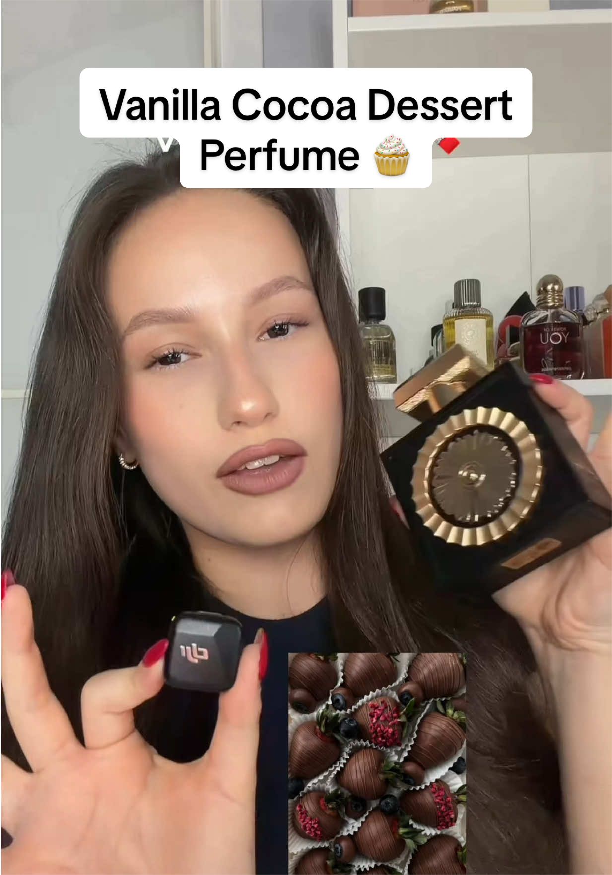 TikTok post by an influencer for Lattafa Perfumes. Caption reads: [...] #vanillaperfume #fyp @Lattafa Perfumes....