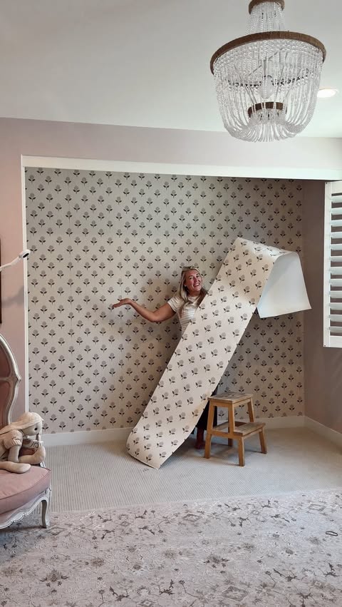 Instagram post by @elleharalapatton for Wall Blush. Caption reads: The wallpaper reveal we’ve been waiting for!! 🎀....