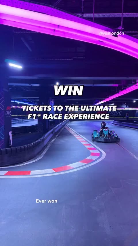 Instagram post by @f1drivelondon for VISIT LONDON. Caption reads: ad 🎁GIVEAWAY🎁 To celebrate an unforgettable....