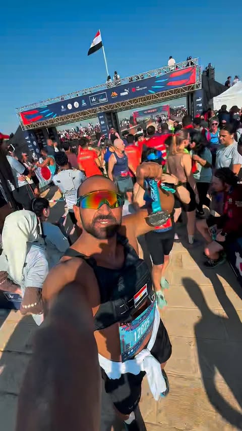 Instagram post by @karim_h_ebied for POWERADE. Caption reads: Pyramids Half Marathon 🏃‍♂️🔥

Amazing energy and....