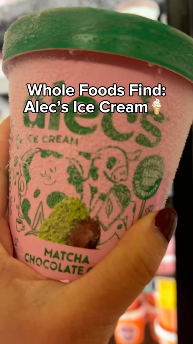 Instagram post by @j00diefoodie for Alec's Ice Cream. Caption reads: Found @alecsicecream at @wholefoods to try since....