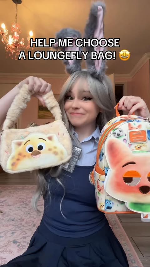 Instagram post by @teeteetoni03_ for loungefly. Caption reads: GUYS help me choose which Loungefly to take to the....