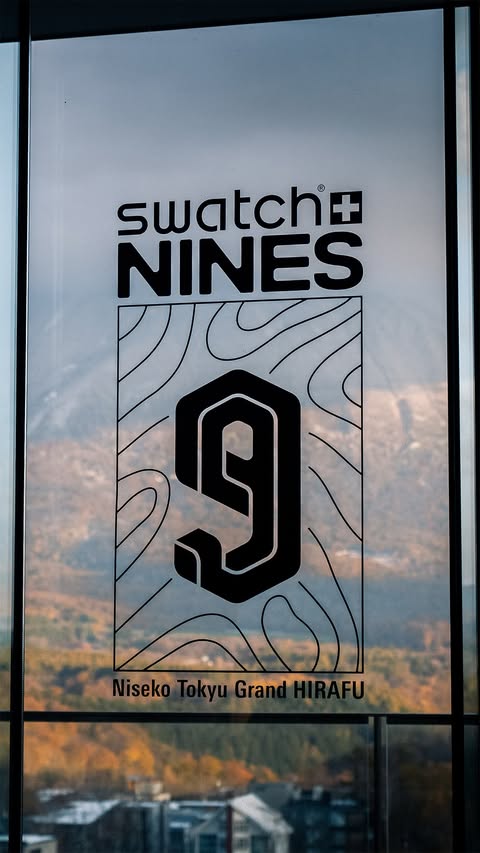 Instagram post by @swatchandsports for Swatch. Caption reads: It all begins in the Swatch Nines Creators Cabin....