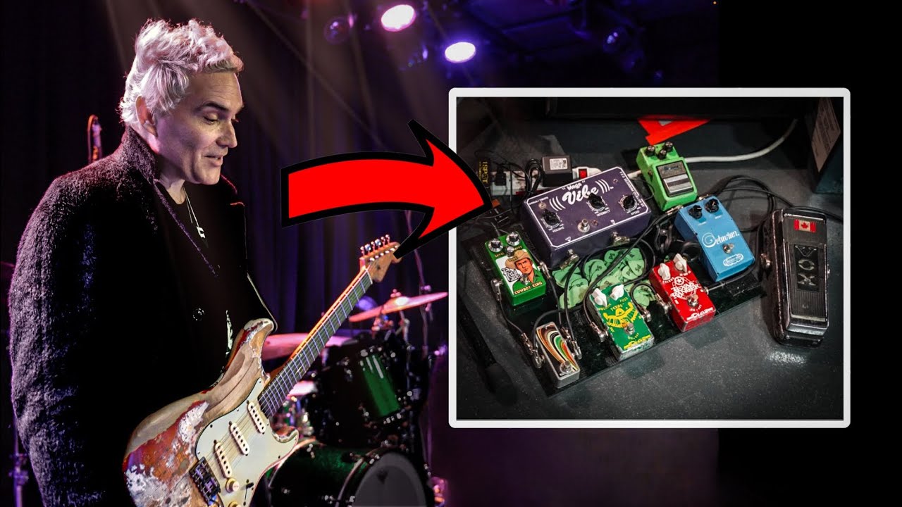 YouTube post by @PedalPawn for Pedal Pawn. Caption reads: Philip Sayce Shares His INSANE Pedalboard Setup....