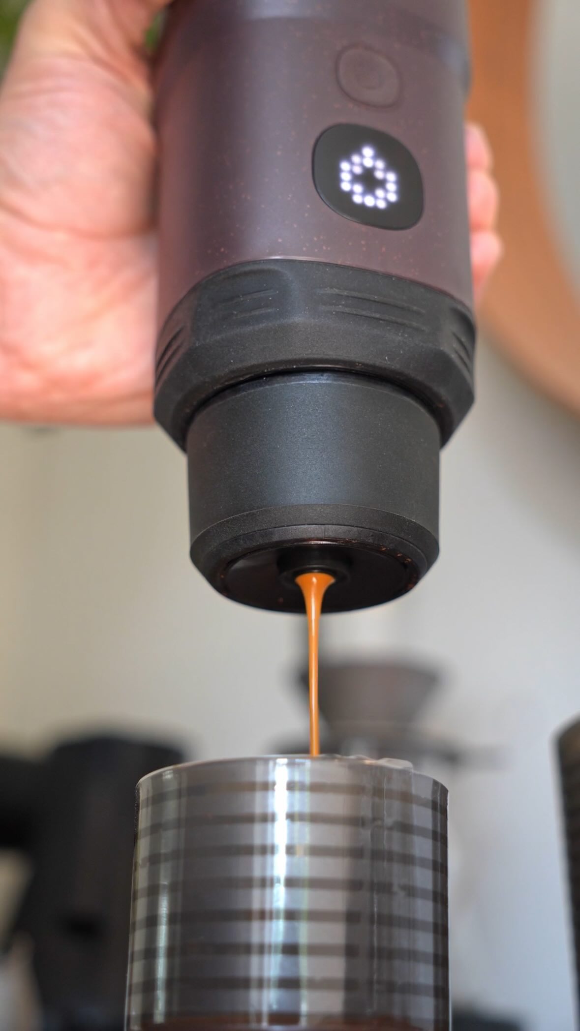 Instagram post by @daddygotcoffee for Wacaco. Caption reads: [...] - no kettle or heat needed?? The new....