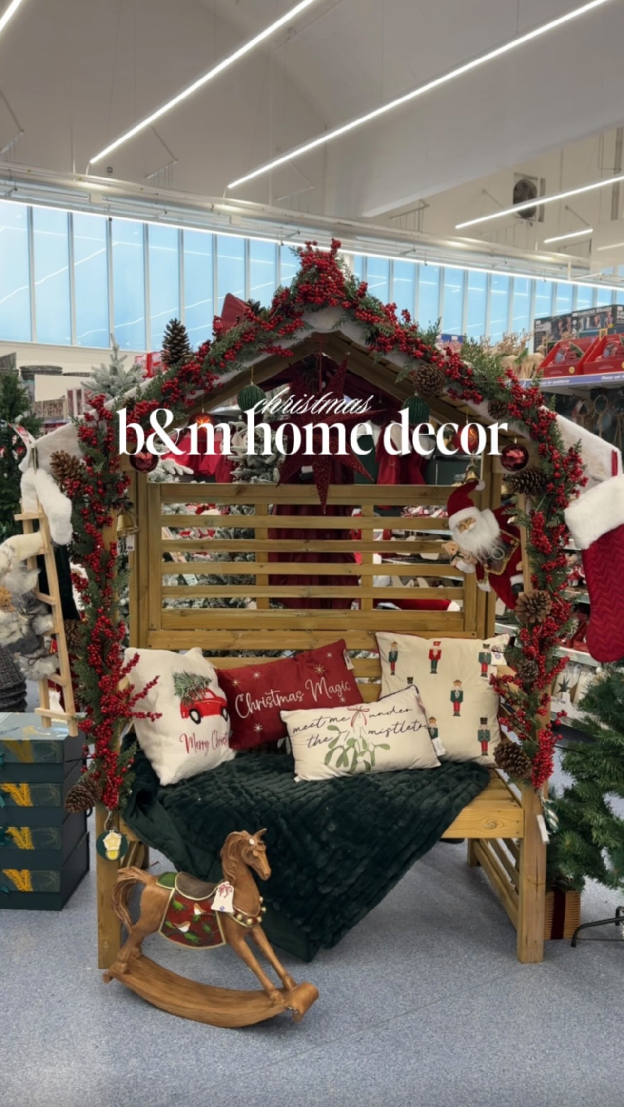 Instagram post by @lauracleanaholic for B&M Stores. Caption reads: Come Christmas home decor shopping with me|....