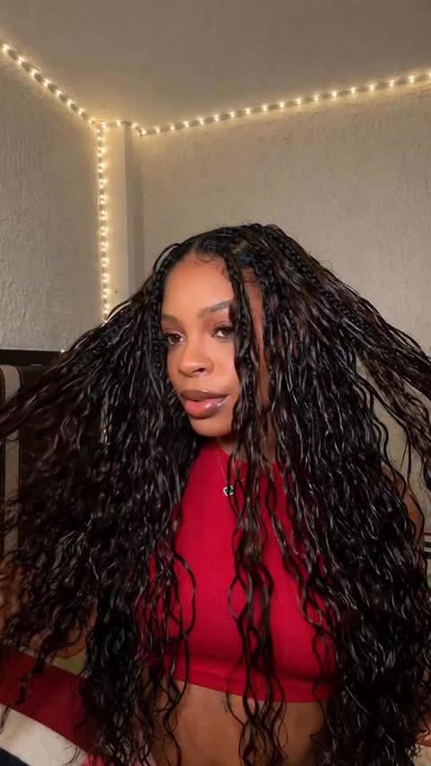 Instagram post by @mulata_yerik_ for QVR Hair. Caption reads: QVR Hair Crochet Hair Water Wave Link in my bio....
