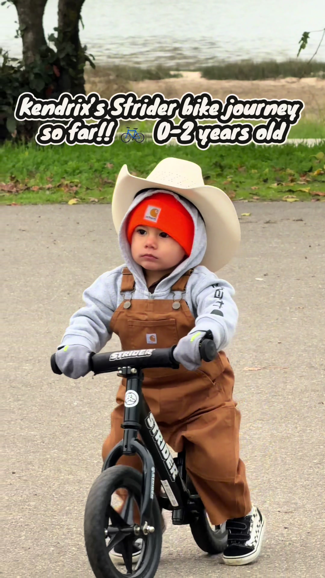 TikTok post by @lleellozano for Strider Bikes. Caption reads: [...] #dadsoftiktok #boymom #mom @Strider Bikes.