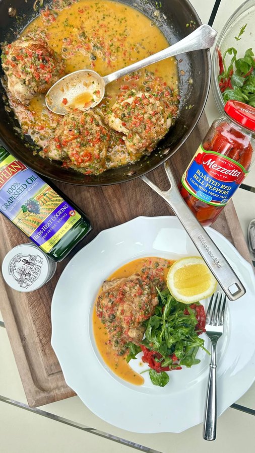 Instagram post by @chefreillymeehan for Mezzetta. Caption reads: My pals at @kitchenaidusa sent me one of the pans....