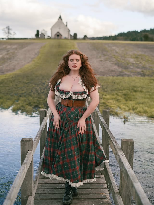 Instagram post by @missdeadlyred for Selkie. Caption reads: Beauty in nature Dress- @selkie (gifted) use code....