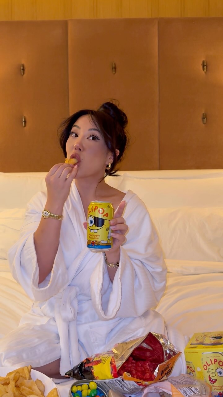 Instagram post by @ashyi for OLIPOP. Caption reads: A long overdue night in… no better way to spend it....